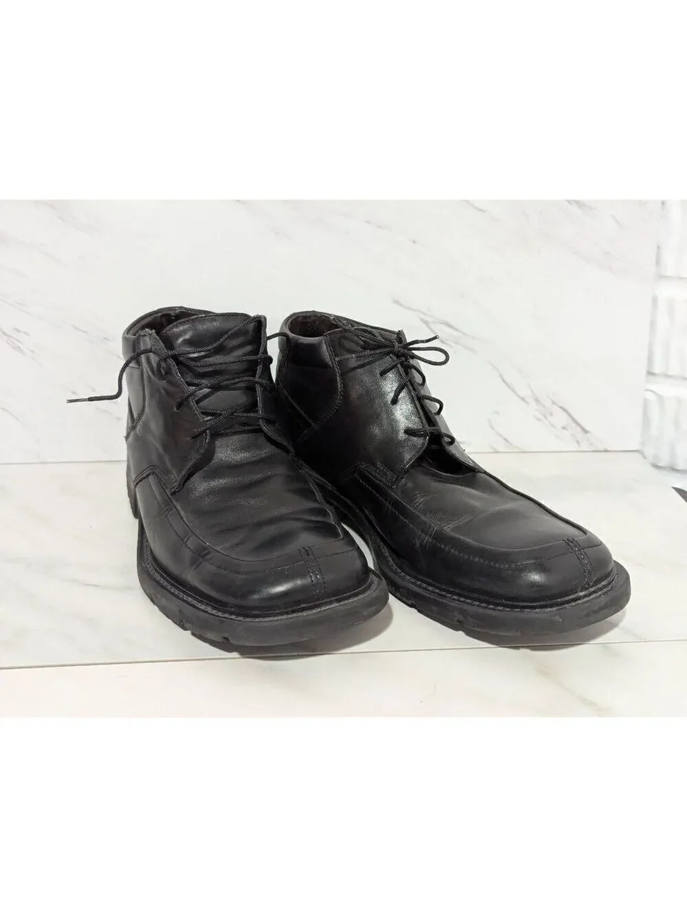 Kenneth Cole Reaction Men's Black Solid Leather High-Top Dress Shoe Size 8
